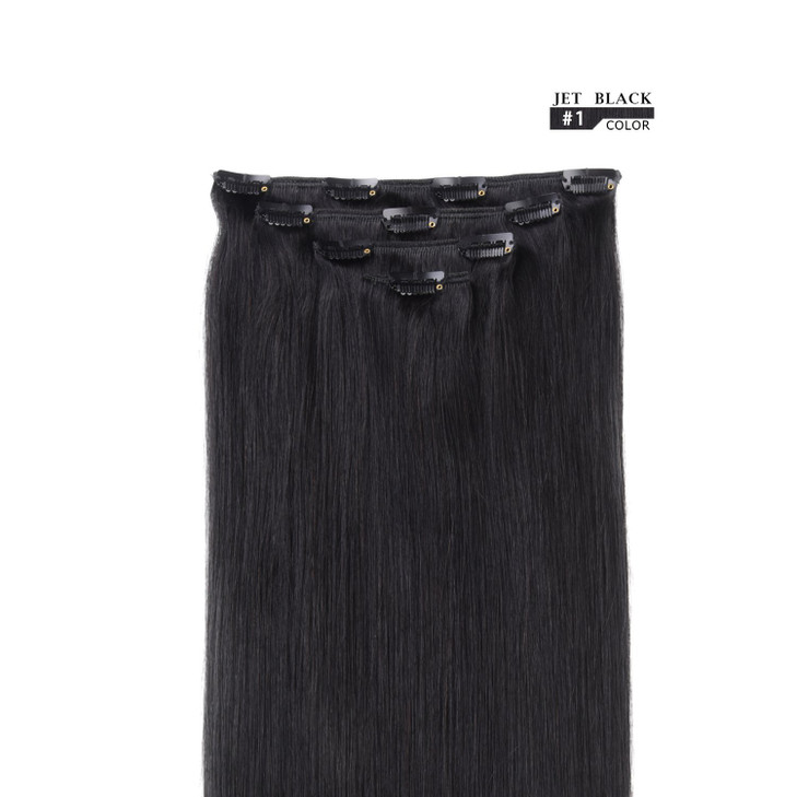 18 Clip in Hair Extensions Remy Human Hair for Women Silky Straight Human Hair Clip in Extensions 60grams 4pieces Jet Bl