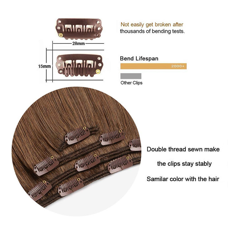 20 Clip in Hair Extensions Remy Human Hair for Women Silky Straight Long Human Hair Clip on Extensions 75grams 4pieces A