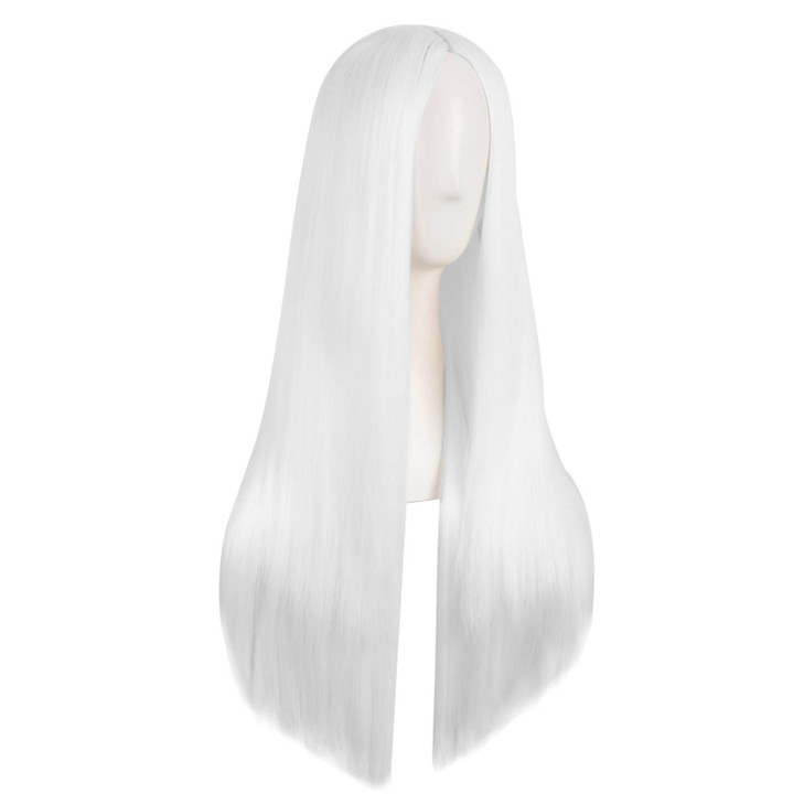 MapofBeauty 28 Inch70cm Women Special Natural Long Straight Synthetic Wig White