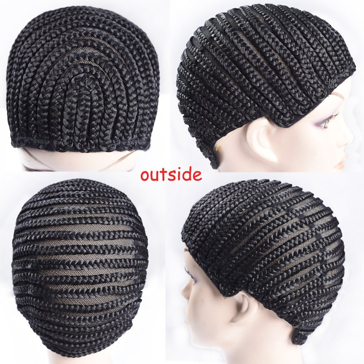 Refined hair 2Pcs Braided Wig Caps Crotchet Cornrows Cap For Easier Sew In Caps for Making Wig Glueless Hair Net Liner C