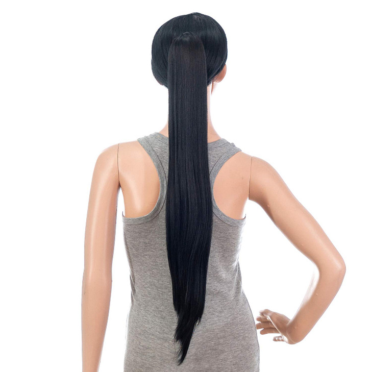 SWACC 28Inch Long Straight Claw Clip Ponytail Extensions Synthetic Hair Extensions Ponytail Jaw Clip Hair Pieces for Wom