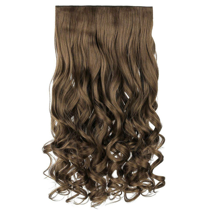 REECHO 20 1pack 34 Full Head Curly Wave Clips in on Synthetic Hair Extensions HE008 Hair pieces for Women 5 Clips 45 Oz
