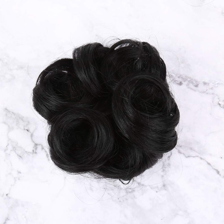 Bella Hair 100 Real Human Hair Scrunchie Messy Bun Hair Piece for Women Wavy Curly UpDo Chignon Extensions Rose GoldGold
