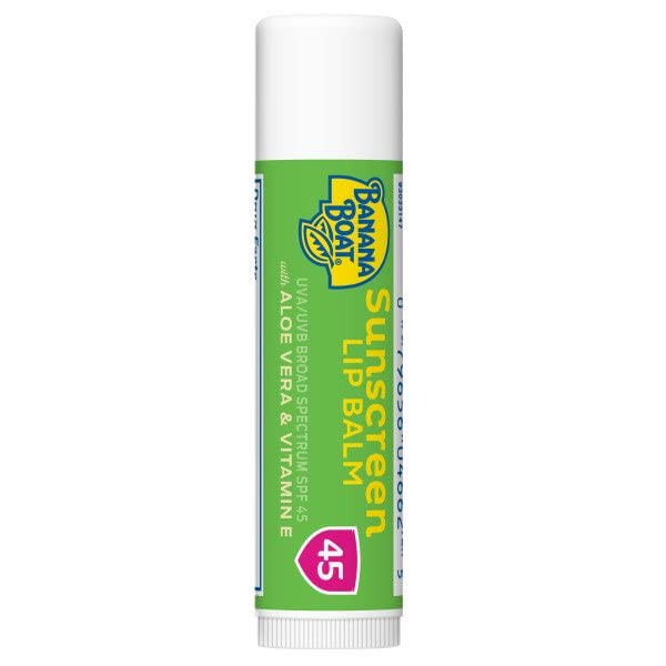 Banana Boat Aloe Vera with Vitamin E Sunscreen Lip Balm, SPF 45 .15 oz (4.25 g) (Pack of 2)