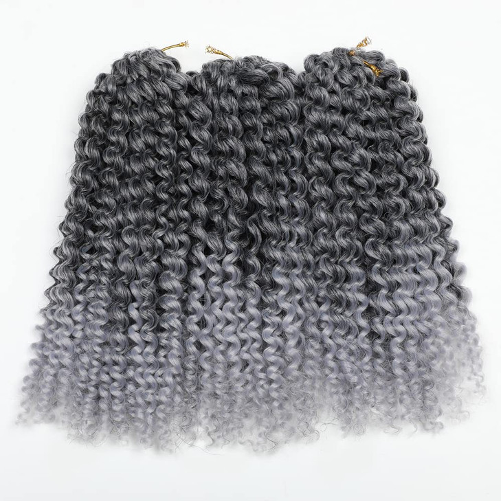 Sharopul Kinky Curl Short Hair Style 8Inch Afro Kinky Twist Hair 3little pcs silver gray color Soft Synthetic Crochet Br