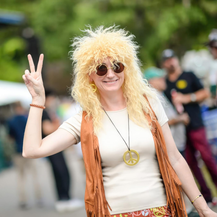 ColorGround Long Curly 80s Rocker Mullet Cosplay Wig for Women