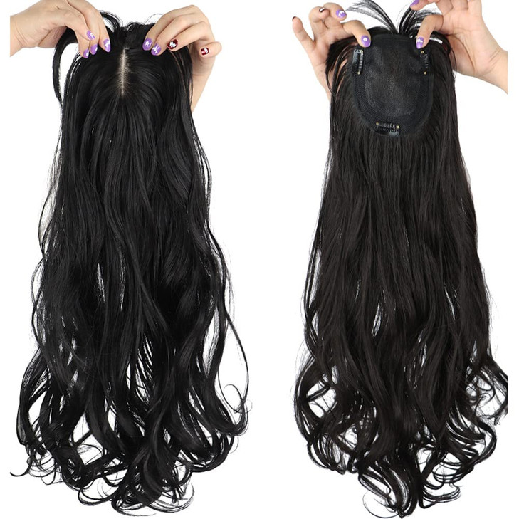 LesafeV 50cm Long Seamless Nature Look Clip in Hairpiece with SideFringe Extension Forehead Topper for Women with Thinni