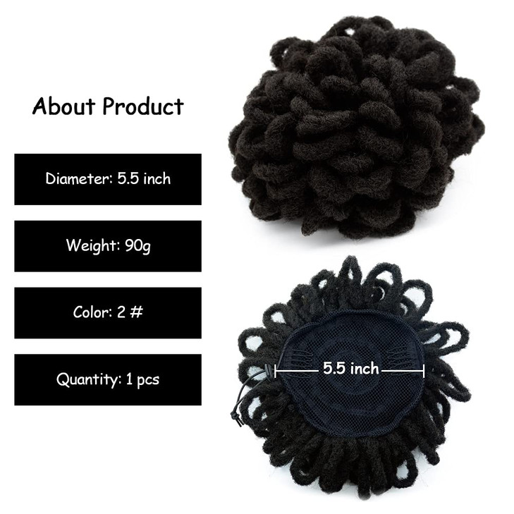 Yinmei Baibian Dreadlocks Bun Afro Puff Drawstring Ponytail Hair Chignon Nu Locs Braids Buns Hairpiece Synthetic Clip in
