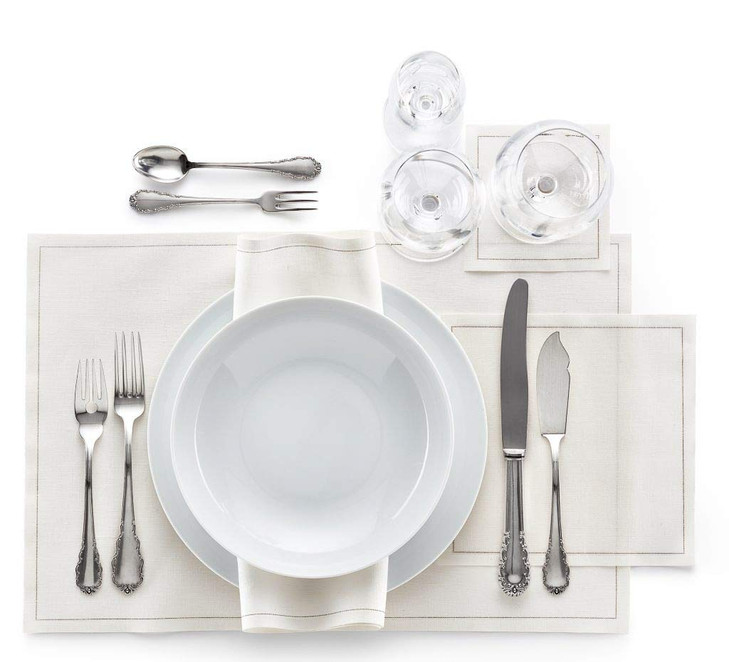 MY DRAP Washable and Reuseable Cloth Placemat 177 x 126 in 12 Per Roll Linen Cream