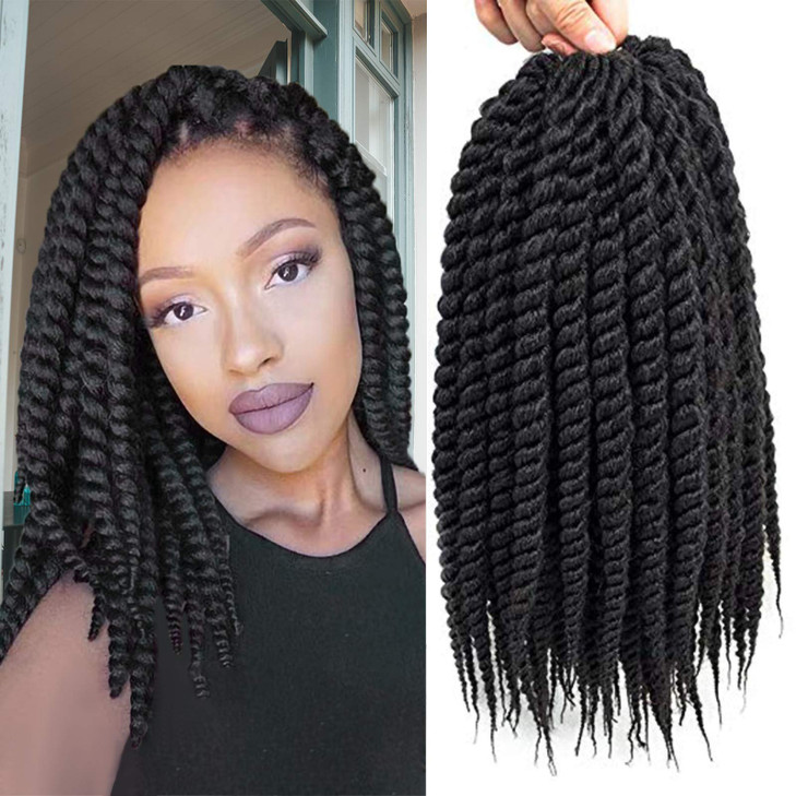 Admutty Havana Twist Crochet Hair 6 Packs 12 inch Crochet Braids Senegalese Twist Crochet Braiding Hair 1B