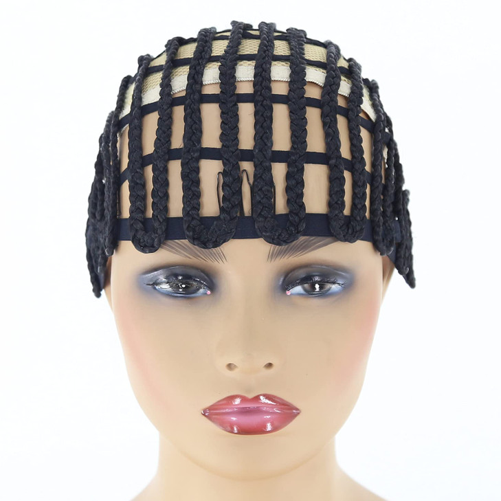BTWTRY Black Braided Wig Caps for Making Crochet Wig Caps Cornrows Cap for Easier Sew In Caps for Black Women Making Wig