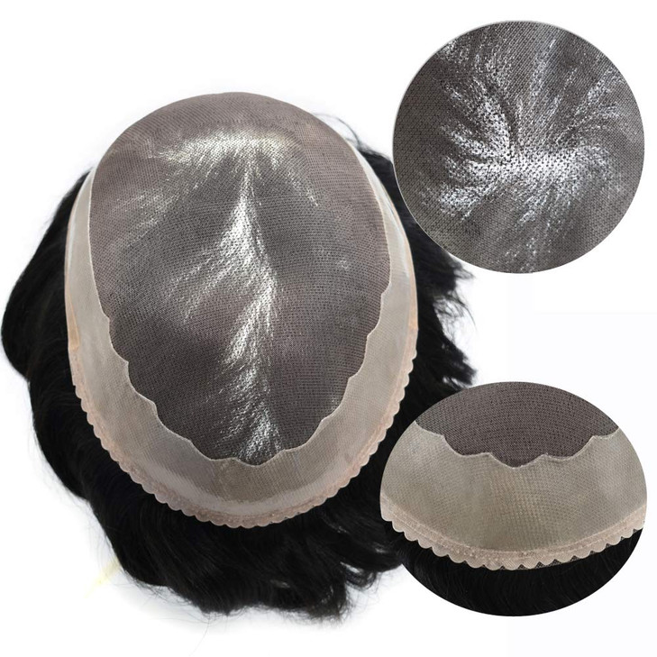 LYRICAL HAIR System Replacement Toupee for Men Fine Mono Mens Toupee Black Color Human Hairpiece PU Poly Skin Natural Ha