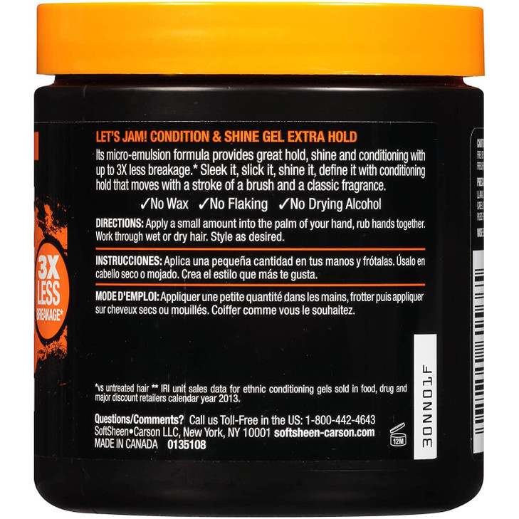 SoftSheen Hair Gel Carson Dark and Lovely Lets Jam Shining and Conditioning Gel Extra Hold For all Hair Types Styling Ge