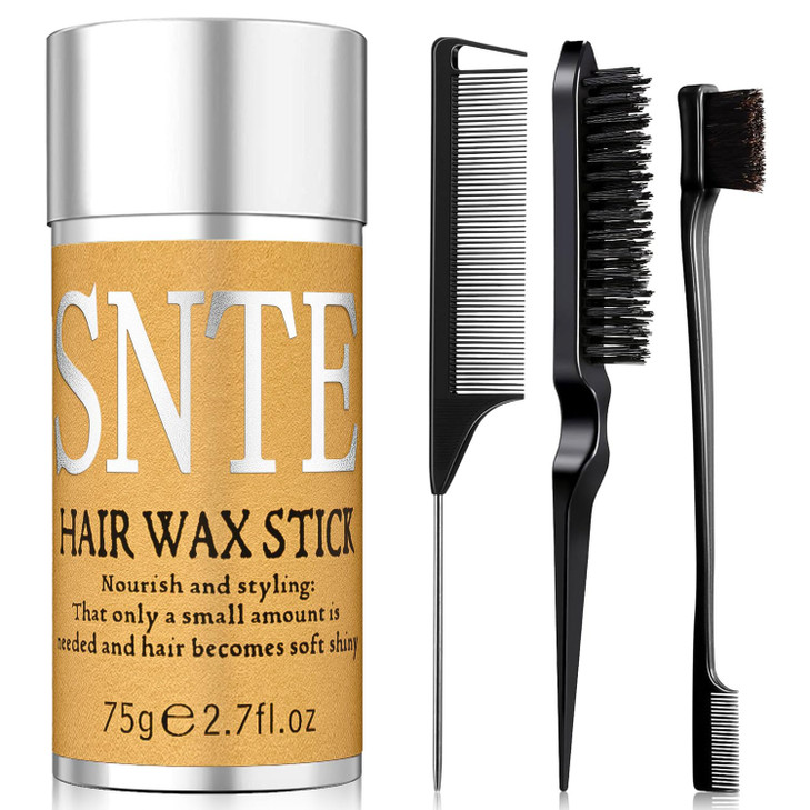 Slick Back Hair Brush Hair Wax Stick Set Frizz Control Flyaway Smoothing Sleek Ponytails Buns Edges Styling CreamGelBalm