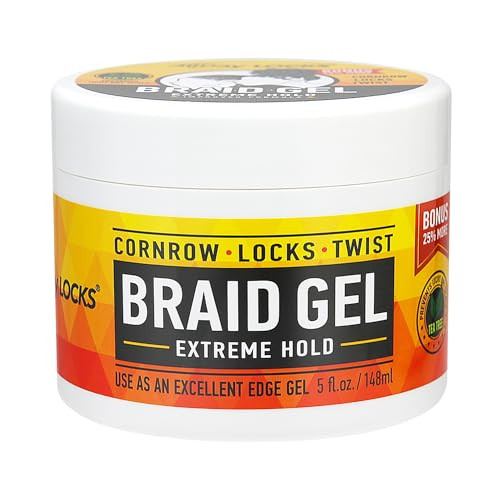 AllDay Locks Braid Gel Extreme Hold Braiding Gel for Cornrows Locks Twisting Moisturizing Edge Control for Women Men Nat