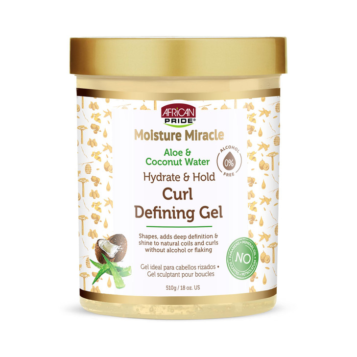 African Pride Moisture Miracle Hydrate Hold Curl Defining Gel for Curly Coily Hair Controls Frizz Hydrates Defines Coils