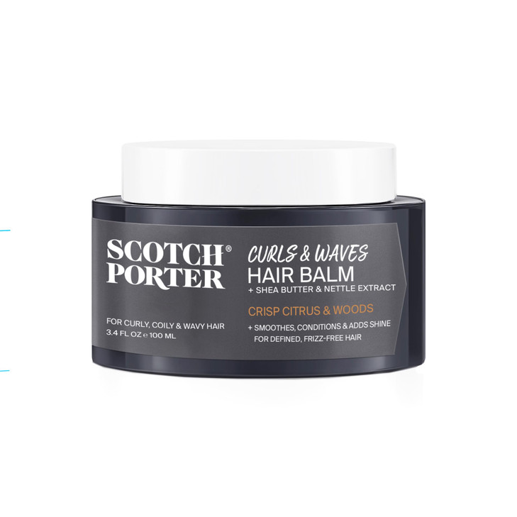 Scotch Porter Curls Waves Smoothing Hair Balm for Men Instantly Controls Moisturizes Defines Adds Shine Free of Parabens