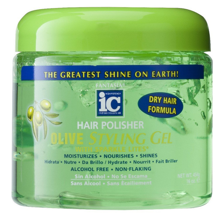 Fantasia Ic Hair Polisher Olive Styling Gel With Sparkle Lites 16 Oz