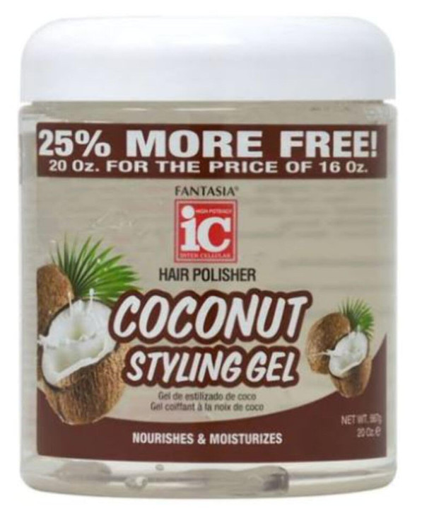 Fantasia Ic Coconut Styling Gel Nourish and Moisturize 20 Ounce