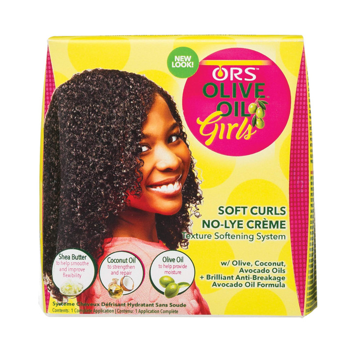 ORS Olive Oil Girls Soft Curls NoLye Creme Texture Softening System Kit with Olive Coconut Avocado Oils Pack of 1