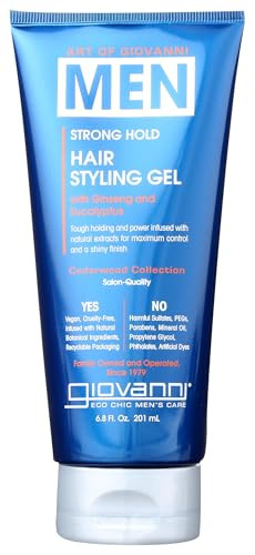 GIOVANNI Mens Hair Styling Gel 68 oz with Ginseng and Eucalyptus Slicks Hair Defines Style Controls Frizz Provides Shine