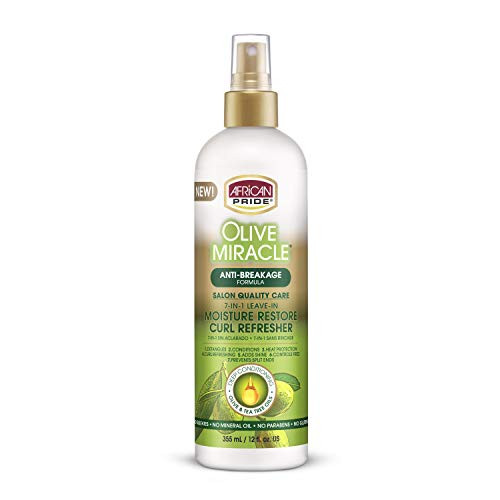 African Pride Olive Miracle 7IN1 LeaveIn Moisture Restore Hair Curl Refresher Provides Moisture Helps Repair Natural Coi