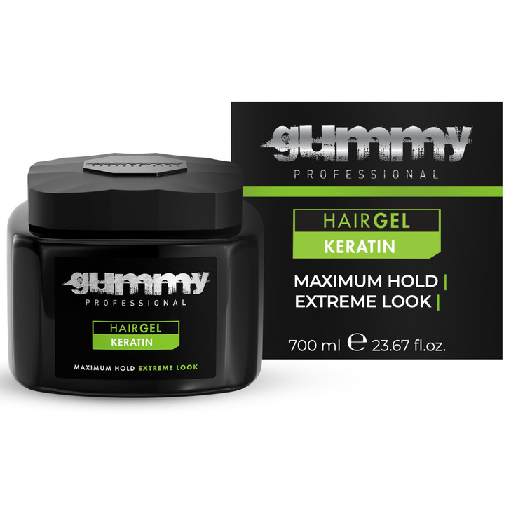 Gummy Professional Hair Gel Maximum Hold with Keratin Extreme Styling for Slick Back Curly Wet Look Hairstyles LongLasti