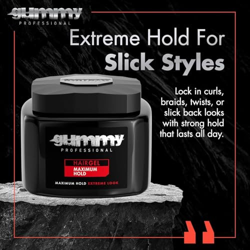 Gummy Professional Hair Gel for Men and Women Strong Hold Styling Gel for Slick Back Looks Curls Braids Twists and Edge