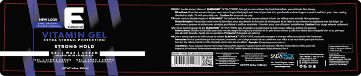 Elegance Vitamin Gel 169 Oz Infused with Vitamin ProVB5 Strong Hold Gel Maximum Hair Protection and Natural Long Lasting