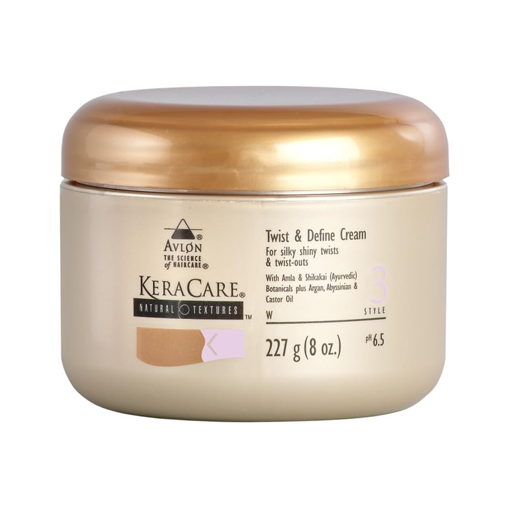 KeraCare Natural Textures Twist and Define Cream 8 oz With Amla Shikakai Ayurvedic Botanicals Argan Abyssinian Castor Oi