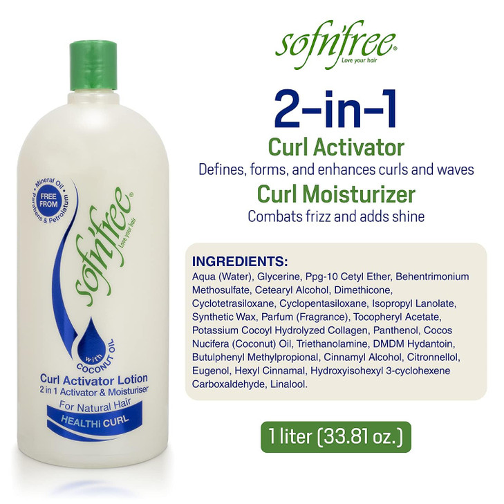 SOF N FREE Moisturizer Curl Activator for Natural Hair Soft Curls and Waves 3381 fl oz 1000ml