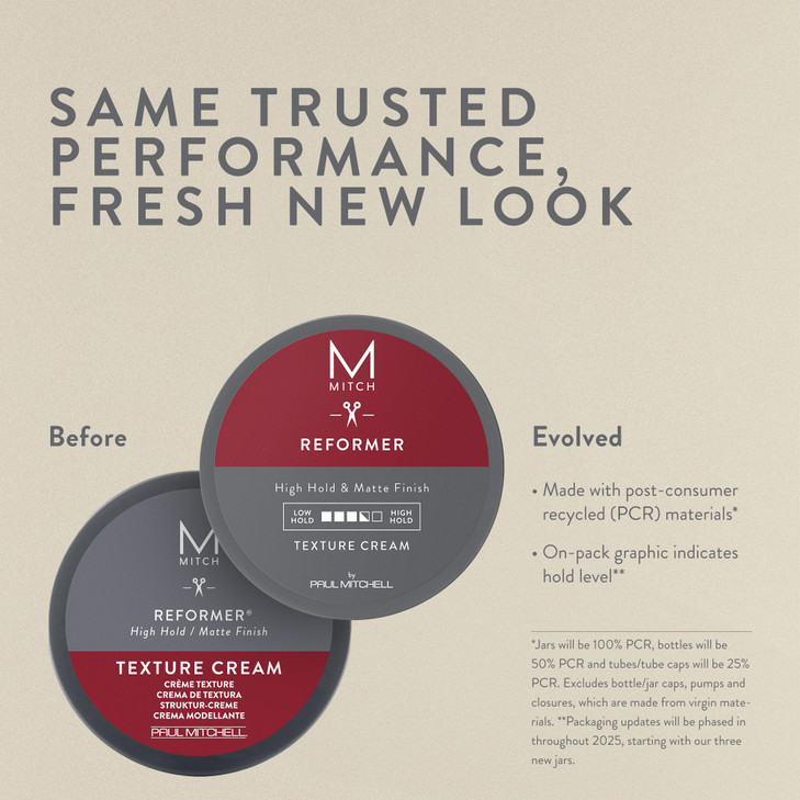 MITCH by Paul Mitchell Reformer Texture Cream for Men High Hold Matte Finish For All Hair Types Especially Fine to Mediu