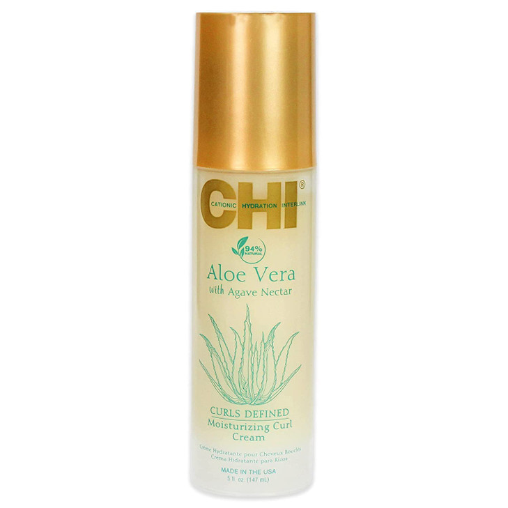 CHI Aloe Vera Moisturizing Curl Cream Leaves Curls Defined Bouncy CrunchFree Sulfate Paraben Gluten Free 5 Oz
