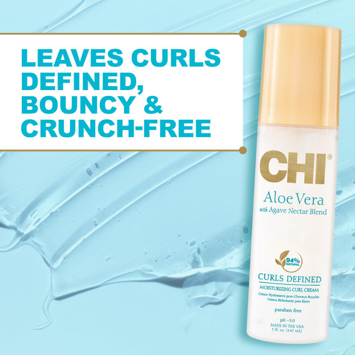 CHI Aloe Vera Moisturizing Curl Cream Leaves Curls Defined Bouncy CrunchFree Sulfate Paraben Gluten Free 5 Oz