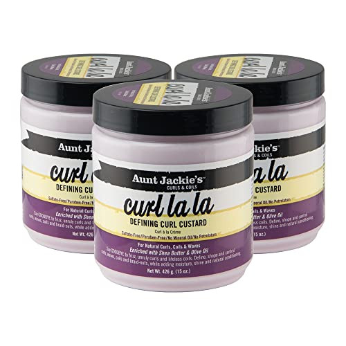 Aunt Jackies Curl La La Defining Custard for Curls Coils Waves Enriched with Shea Butter and Olive Oil 15 oz 3 Pack