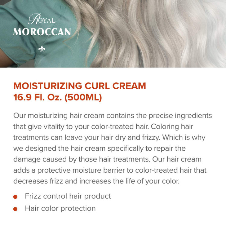 Royal Moroccan Curl Defining Cream for Frizzy Color Treated Curly Hair Moisturizing Argan Oil Styling Product 500 ml 169