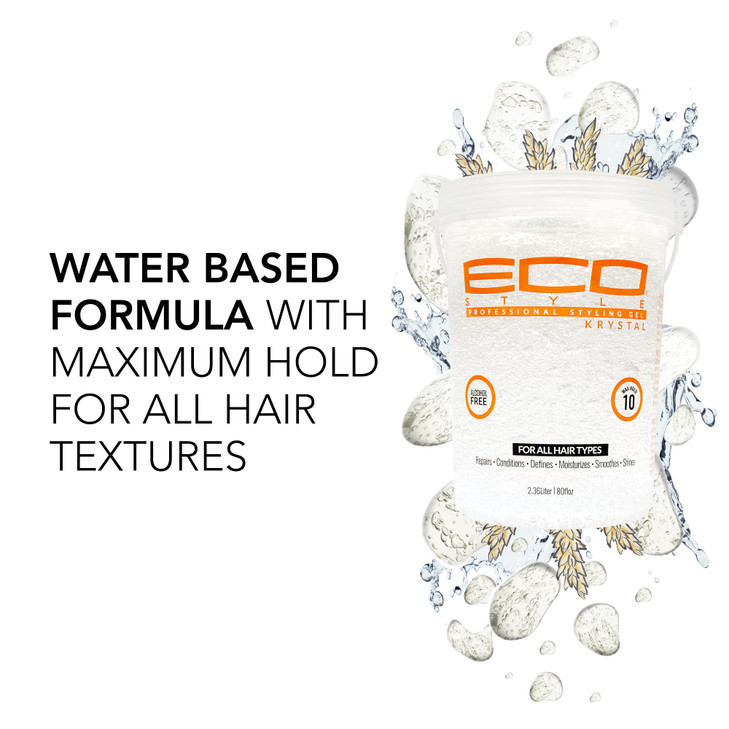 Eco Style Krystal Styling Gel Adds Body and Shine to all Styles Moisturizes and Maintains Healthy Hair Strong Weightless