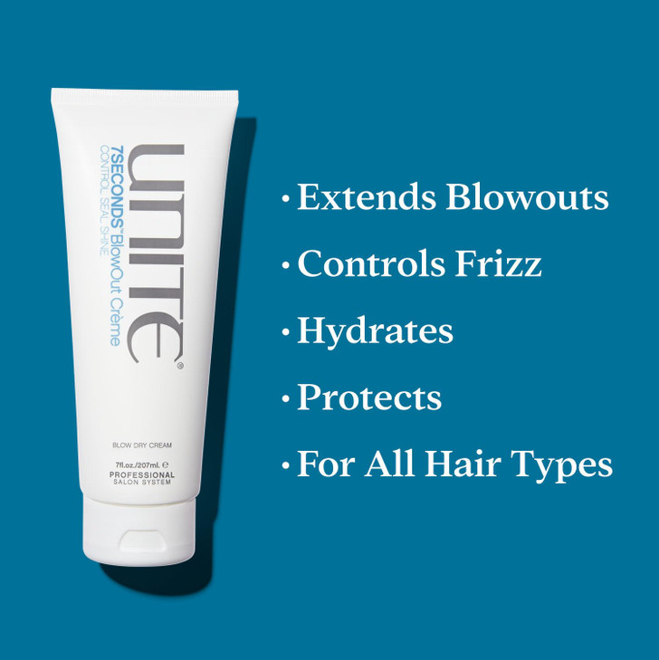 UNITE Hair 7SECONDS BlowOut Crme Lightweight Styling Crme for All Hair Types Controls Frizz Adds Shine Extends Blowouts