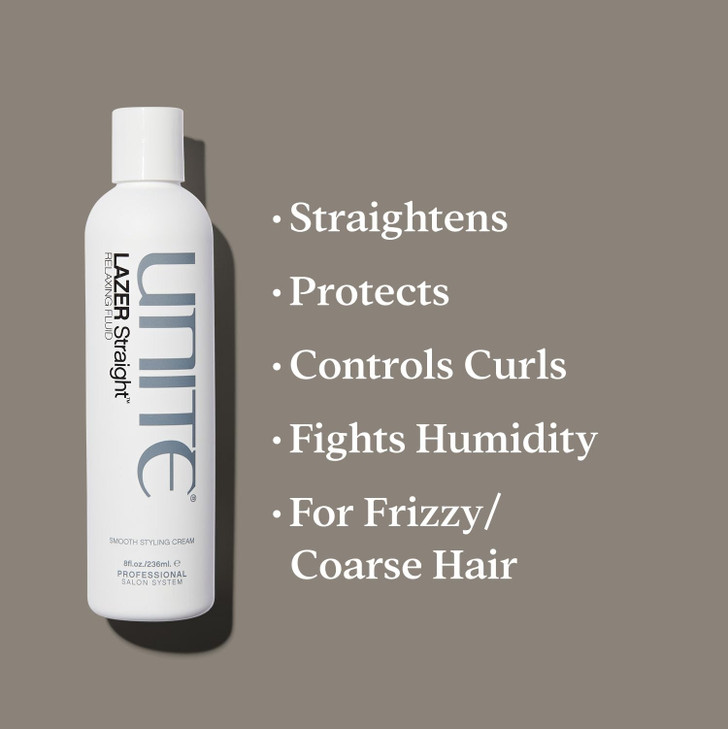 UNITE Hair LAZER Straight Relaxing Fluid AntiFrizz Smoothing Cream for Sleek Straight Shiny Hair Loosens Waves Controls
