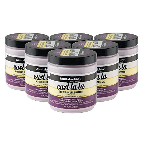Aunt Jackies Curls and Coils Defining Custard for Natural Hair Enriched with Shea Butter and Olive Oil 15 oz 6 Pack