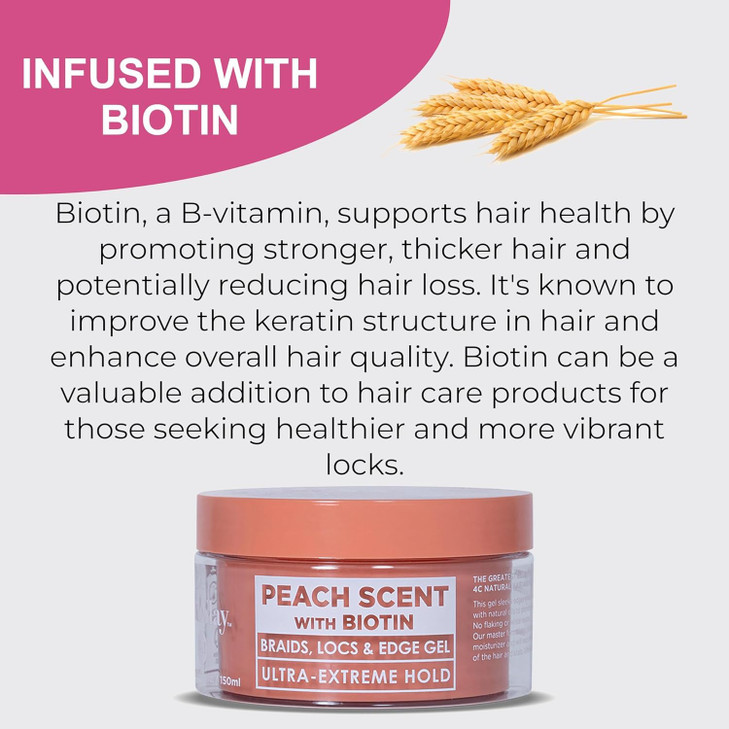 Esha Slick N Slay Braiding Gel 3in1 Ultra Extreme Hold Hydrating Conditioning Gel for Hair Locs Twists Braids PEACH 5 oz