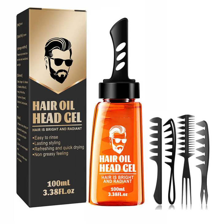 Grospe Hair Styling Gel 2in1 Wax Gel with Comb Mens Grooming gel Moisturizing Long Lasting Fast Build 100 ml Includes 4