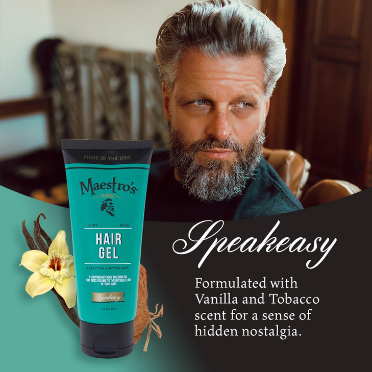 Maestros Classic Hair Gel Speakeasy Blend Mens Medium Hold Styling Gel FlakeFree Lightweight Classic Grooming with a Cle