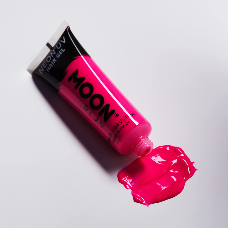 Moon Glow Blacklight Neon UV Hair Gel 067oz Intense Pink Temporary wash out hair color Spike and Glow
