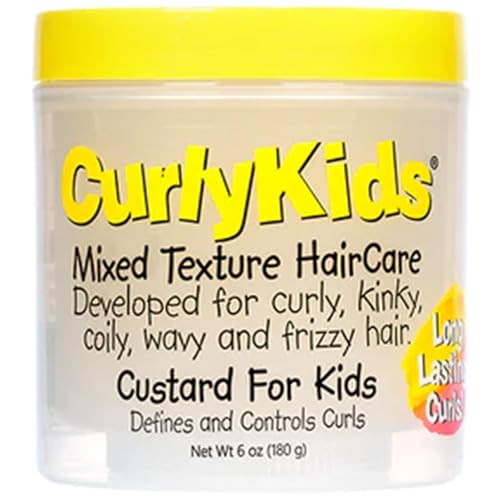 CurlyKids Mixed HairCare Custard for Kids Lightweight Curl Defining Custard for Curly Coily Kinky Wavy Hair Frizz Contro