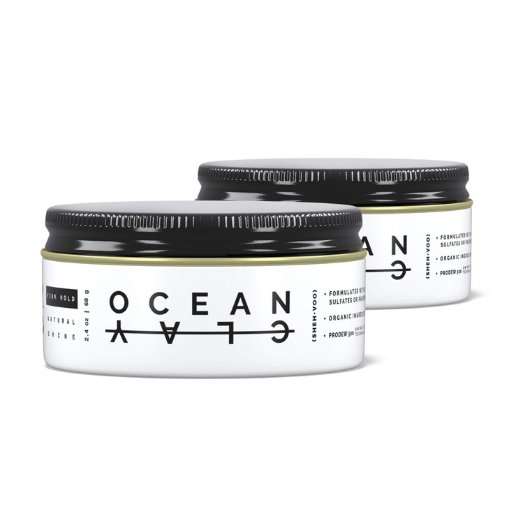 SHEHVOO OC DUO Kit 2 Ocean Clays Premium Mens Hair Styling Clay 24 oz Each