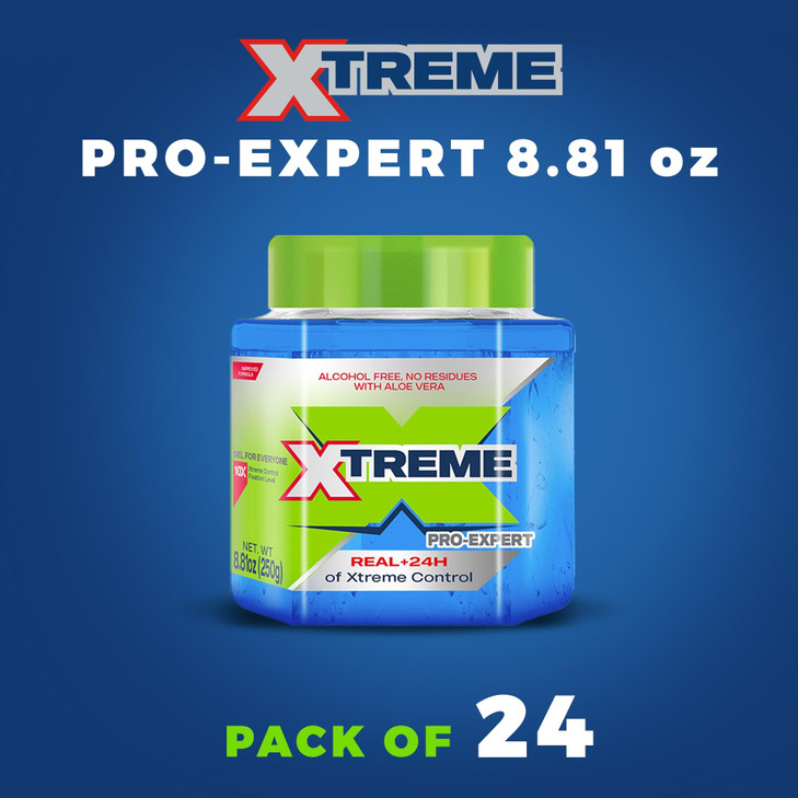 Xtreme ProExpert Blue Styling Hair Gel 24Hours Xtreme Control With Aloe Vera 881 oz Jar Pack of 24