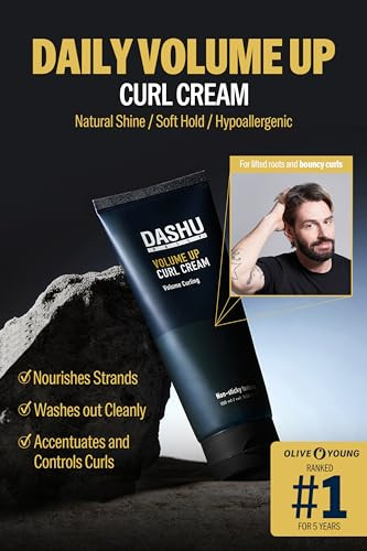 DASHU Daily Volume Up Curl Cream Hair Curling Cream for Men wVegetable Oil Protein Ingredients Hydrating Curl Cream for