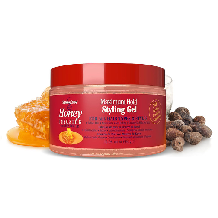 STRONGENDS Maximum Hold Styling Gel with Honey Shea Moisturizing Hair Gel Suitable for All Hair Types Versatile Styles I