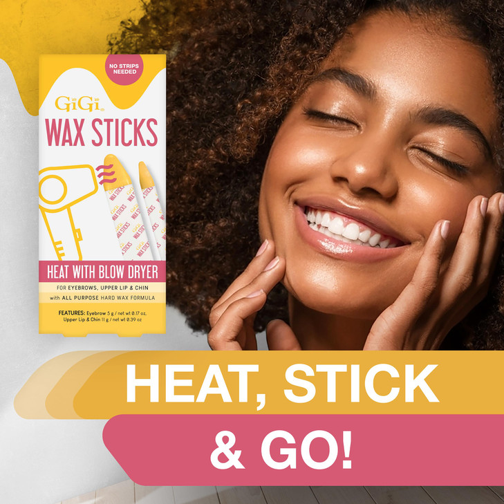 GiGi Wax Sticks for Hair Removal Hard Wax Kit for Eyebrows Upper Lip Chin No Strip Waxing Sticks Easy to Use Heats with